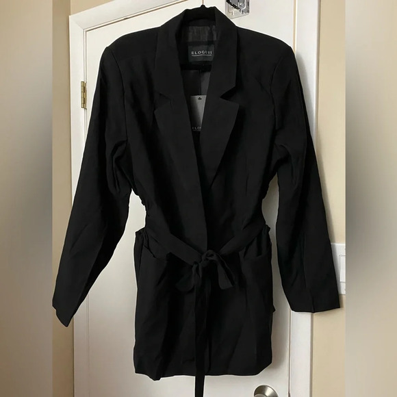 NWT ELOQUII Belted Cutout Detail Blazer Black Size 18 - Picture 4 of 12